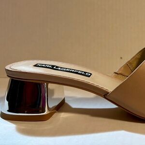 Size 10 Karl Lagerfield Mule with Silver accent heel